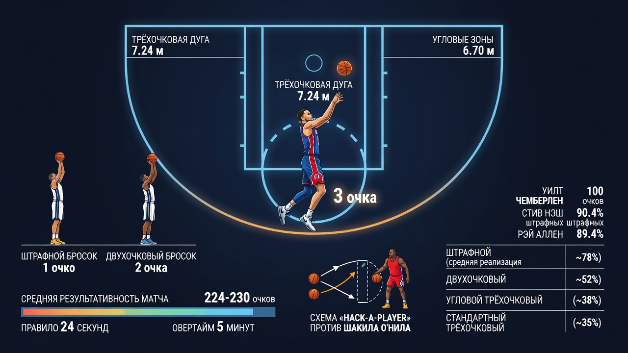 Как начисляются очки в NBA? Правила начисления очков за бросок в баскетболе